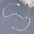 charme coeur bois chaîne en argent bracelets femmes, 925 bracelets en diamant en argent sterling bijoux OEM